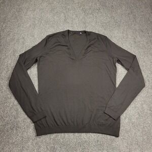 Ralph Lauren Purple Label Fine Cashmere V-Neck Sweater Womens M Black $1090